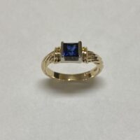 14K White and Yellow Gold Blue Sapphire Ring
