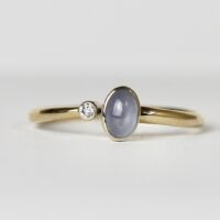 14K Blue Star Sapphire & Diamond Ring