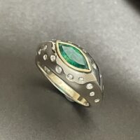 Marquise Emerald and Diamond Ring