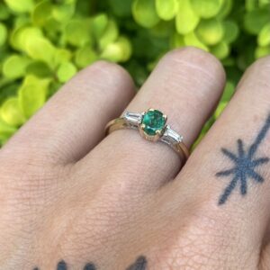 Emerald & Diamond 14k Gold Ring