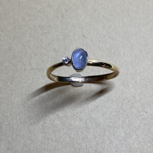14K Blue Star Sapphire & Diamond Ring