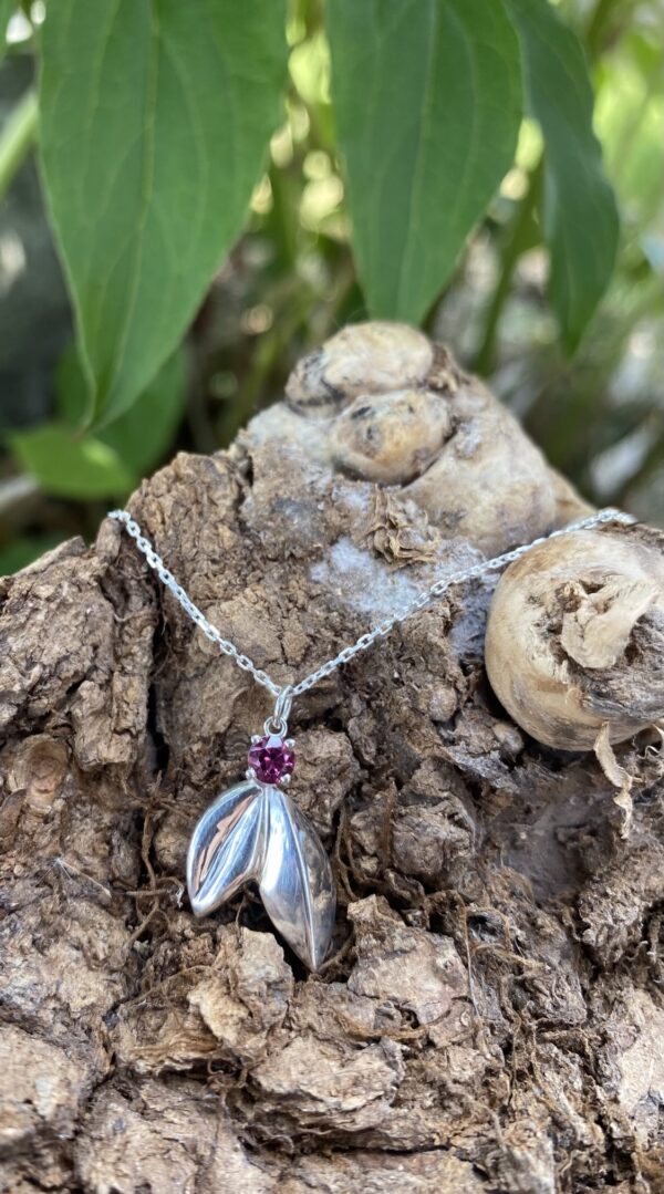 Pink Tourmaline with Sterling Silver Leaves - Image 2
