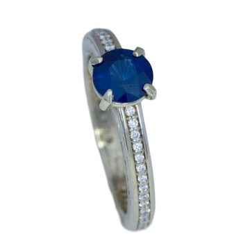 Blue Sapphire Ring w/ 46 Diamonds