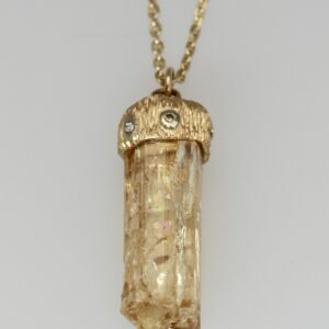 Natural Topaz Crystal w/ 6 Diamonds