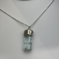 Aquamarine Crystal w/ Diamonds Necklace - Image 2