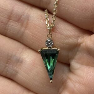 Triangle Cut Green Tourmaline and Diamond Necklace SOLD