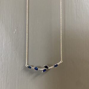 Sapphire and Diamond Leaf Necklace