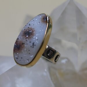Dalmation Druzy Quartz Ring