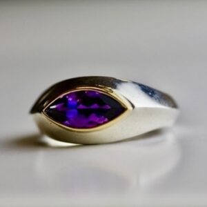 Marquise amethyst sterling silver ring