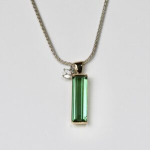 14KY Green Tourmaline and Diamond Necklace