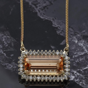 14KYW Precious Topaz and Diamond Necklace