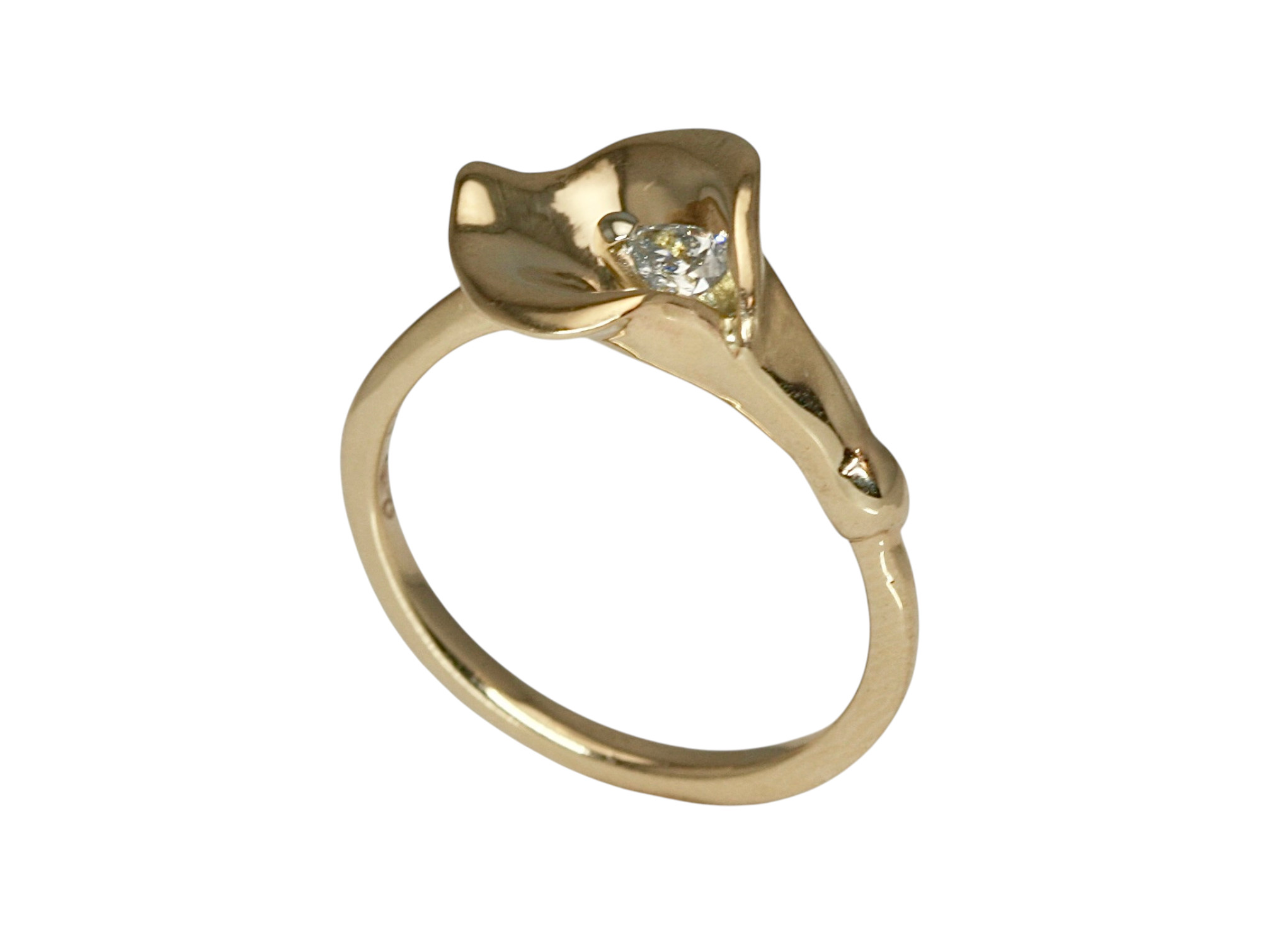 14KY Diamond Calla Lily Ring - Image 3