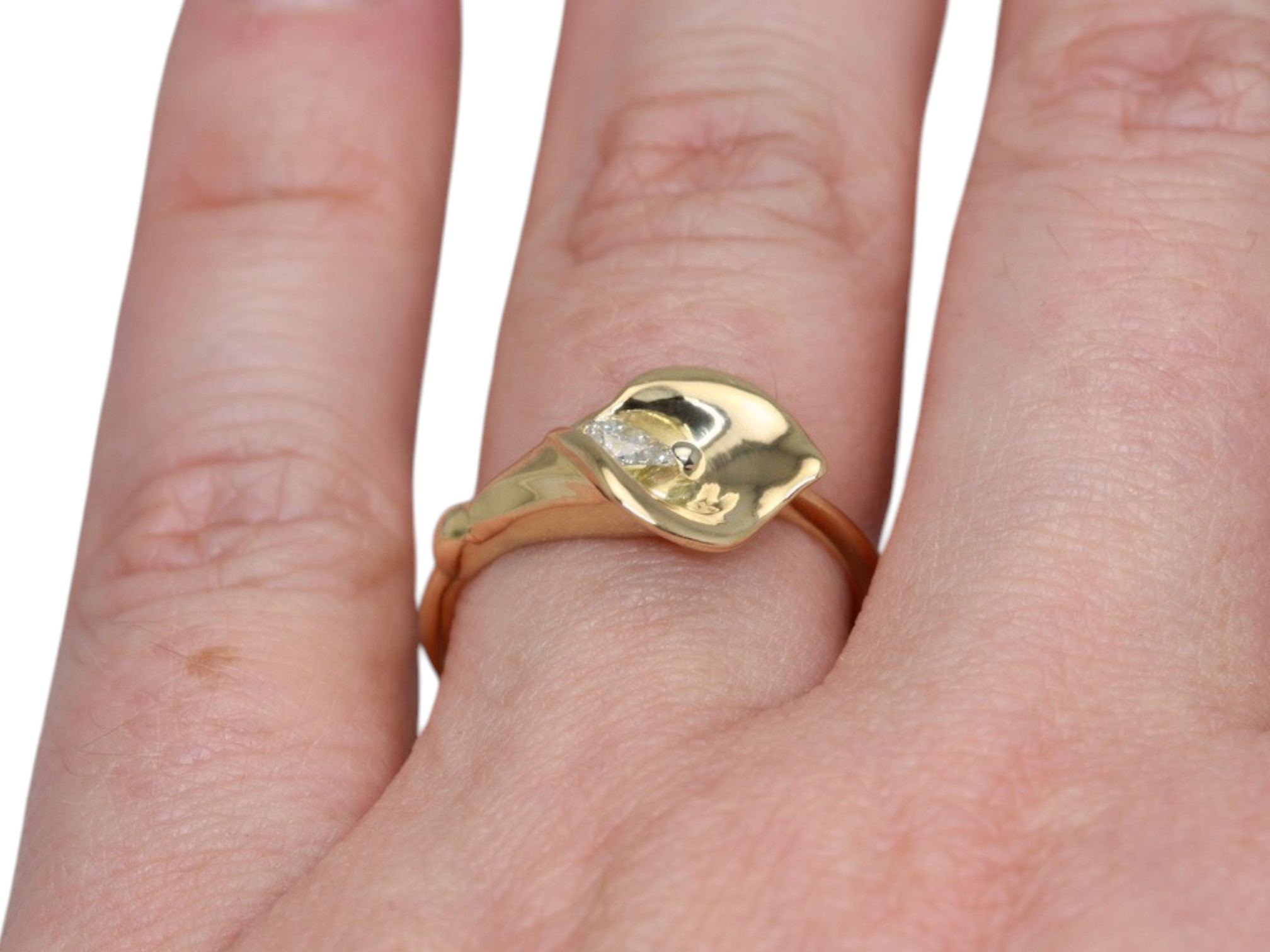14KY Diamond Calla Lily Ring - Image 9