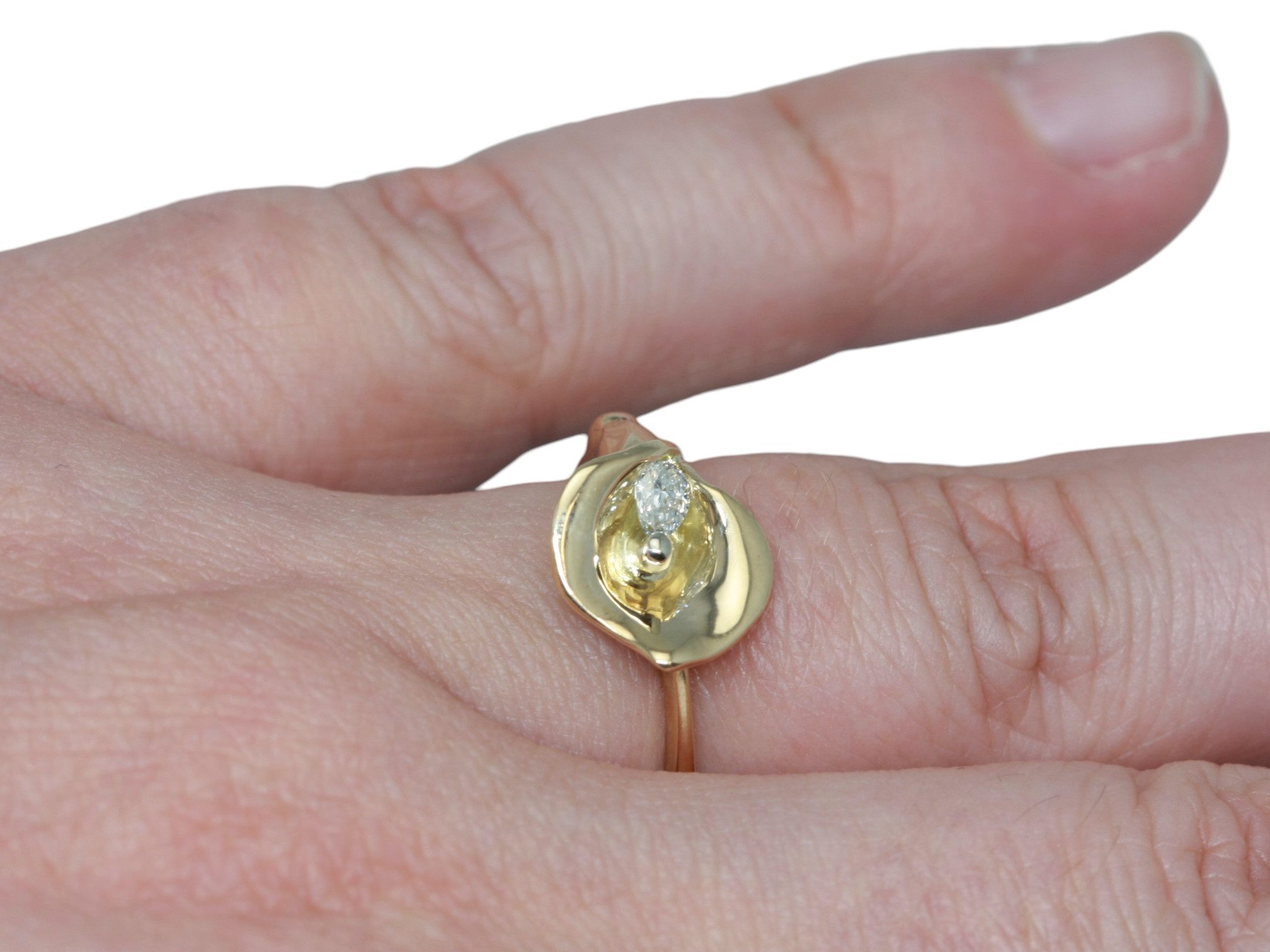 14KY Diamond Calla Lily Ring - Image 8