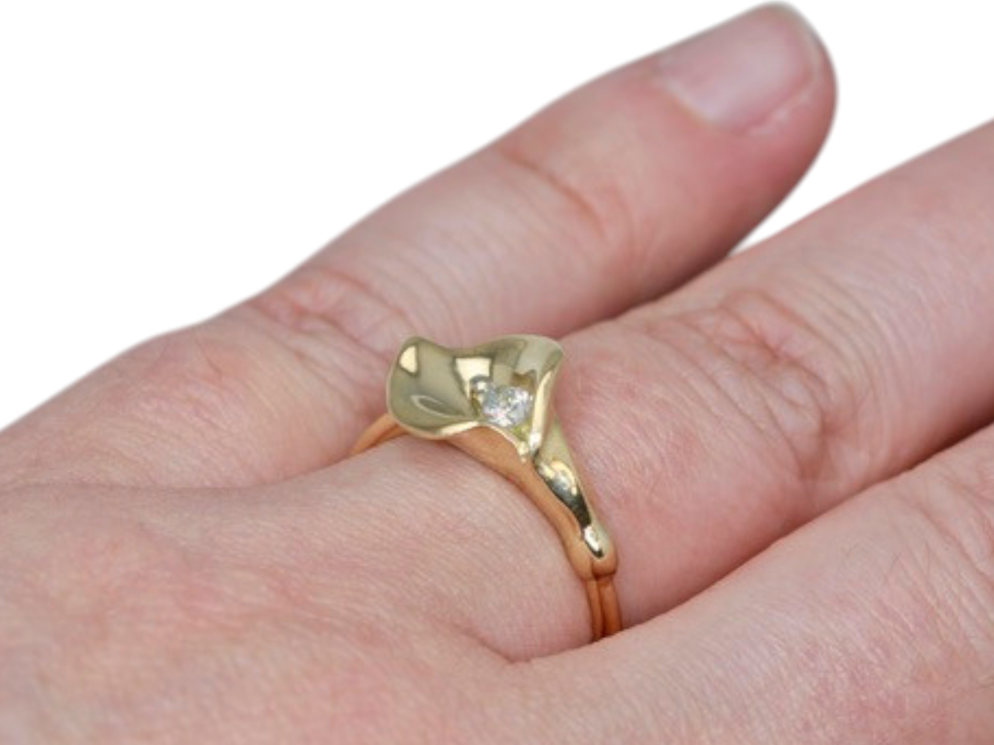 14KY Diamond Calla Lily Ring - Image 7