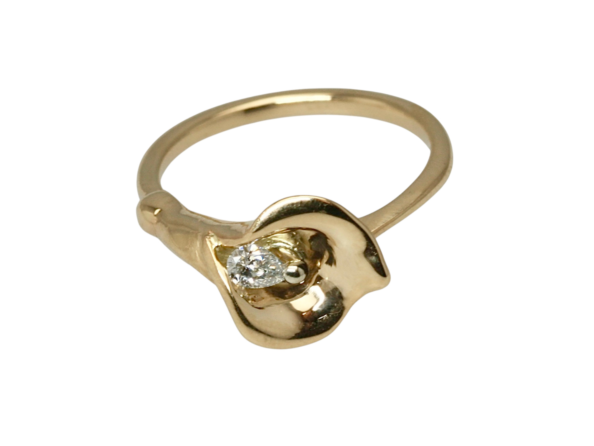 14KY Diamond Calla Lily Ring - Image 5